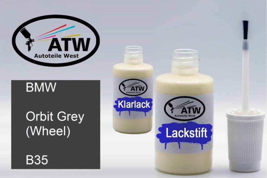 BMW, Orbit Grey (Wheel), B35: 20ml Lackstift + 20ml Klarlack - Set, von ATW Autoteile West.